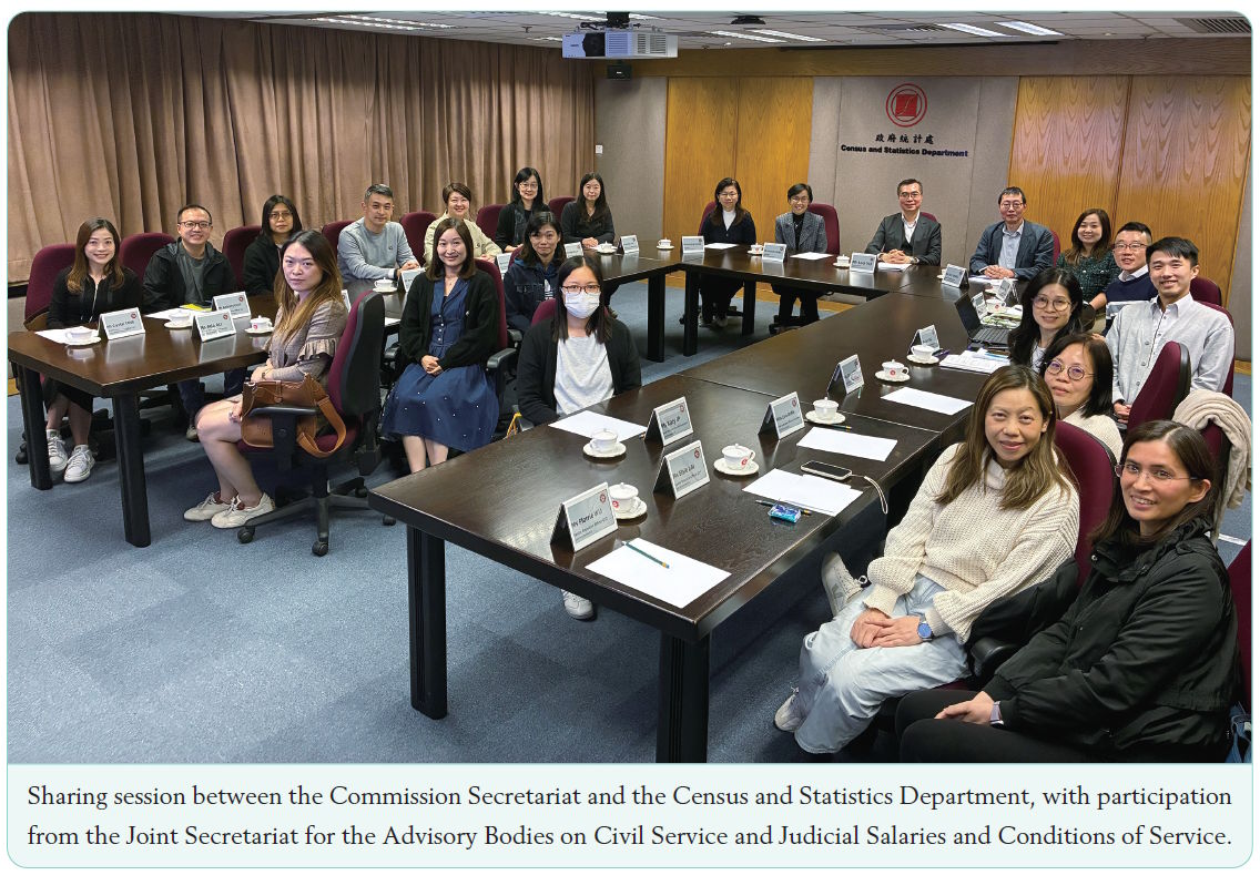 Sharing session between the Commission Secretariat and the Census and Statistics Department, with participation from the Joint Secretariat for the Advisory Bodies on Civil Service and Judicial Salaries and Conditions of Service.